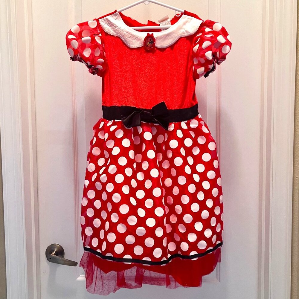 Disney Minnie Mouse Dress-Sz 8 Girls-Costume Dress Up-Play Dress-Velcro-Festive